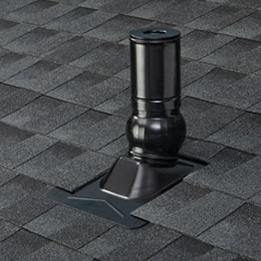Master Flow Pivot Pipe Boot Flashing on gray roof.