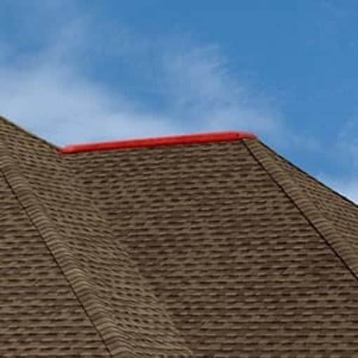 Highlighting the hip on a roof, the outward diagonal joints where two roof slopes meet.