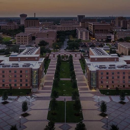 Aerial view of Texas A & M University with new GAF roof coatings