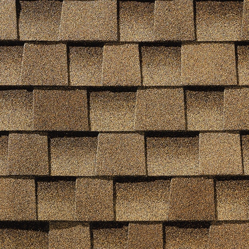 Close up photo of Timberline HDZ shingles from GAF