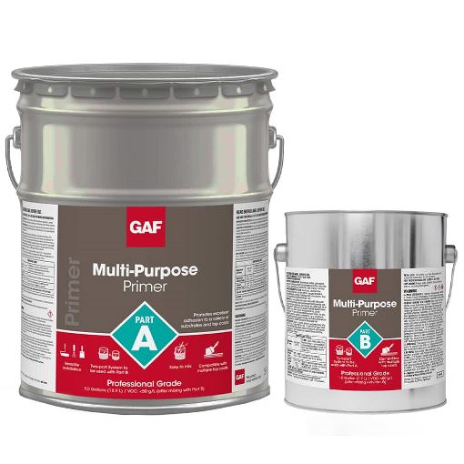 Two buckets of GAF Mult-purpose primer parts A and B
