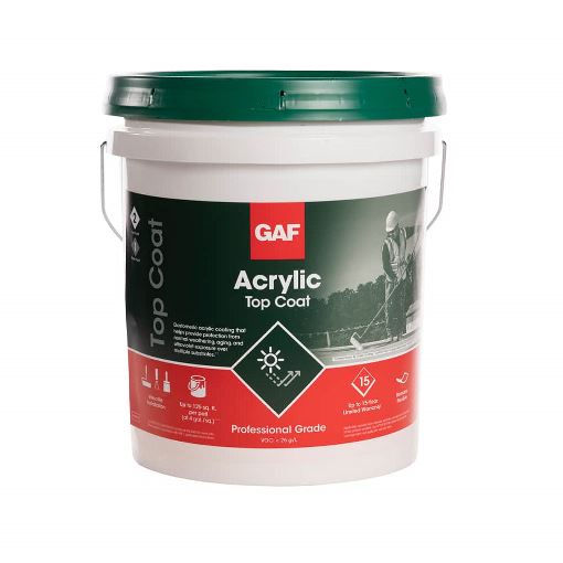 A container of GAF Acrylic Top Coat.