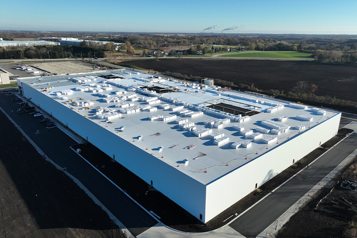 Right angle bird’s-eye view of the Wisconsin Saputo Cheese facility
