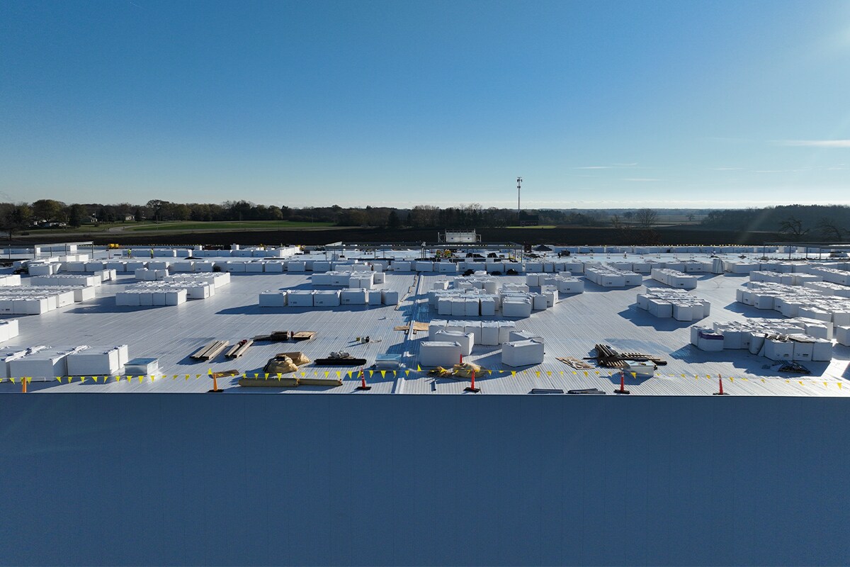 Landscape view of the roof of the Wisconsin Saputo Cheese facility