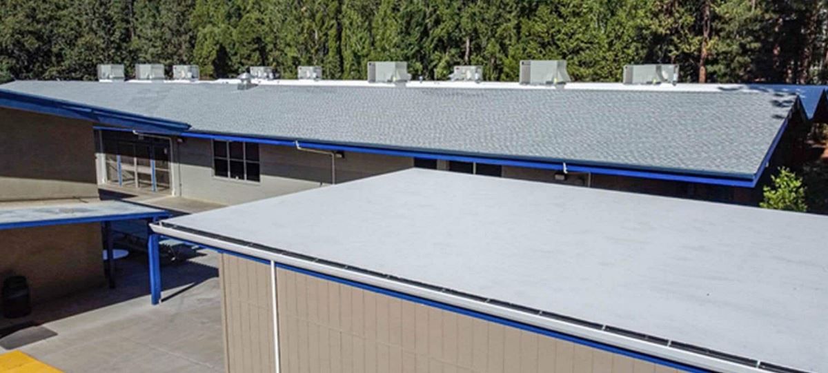 Twain Harte Elementary School in CA with a new GAF roof with self-adhered BUR