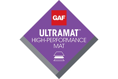 GAF Purple Diamond logo for the Ultramat High Performance MAt Product Technology