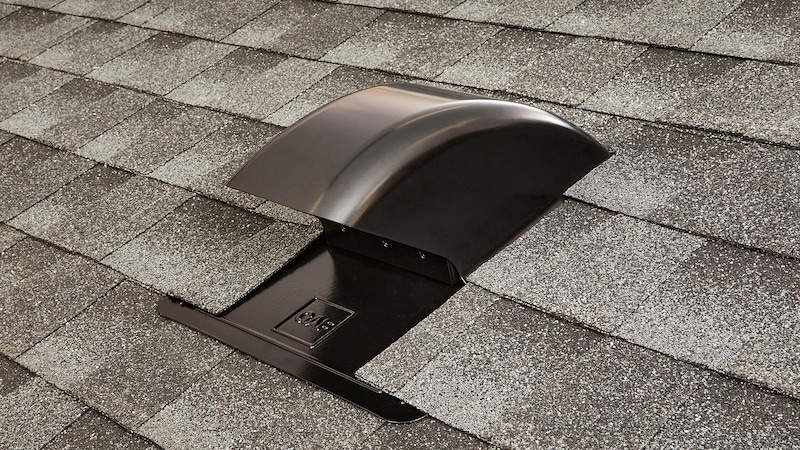 Video thumbnail showing a Bath and Dryer vent on an asphalt shingle roof. 
