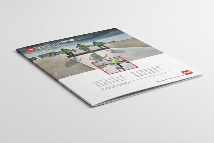 An EverGuard® PVC/PVC KEE product brochure resting on a white surface.