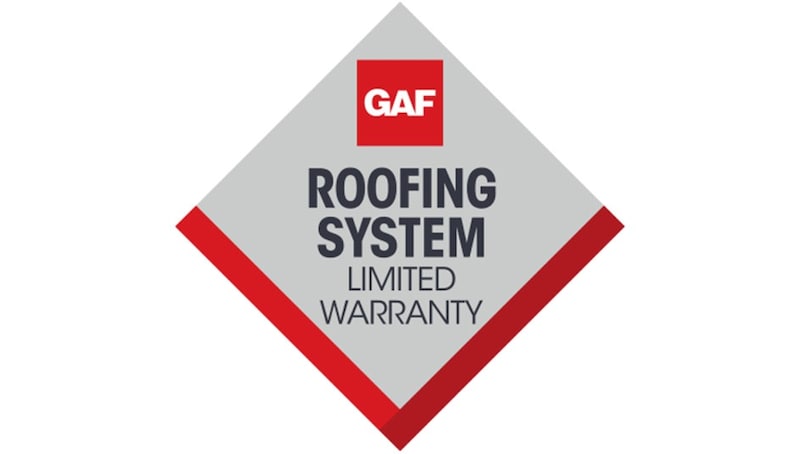 Roofing System Limited Warranty diamond badge.