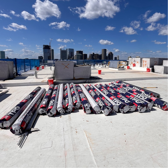 Everguard TPO products awaiting install on a rooftop