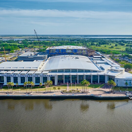 Aerial view of Savannah Convention Center roof that was done by GAF