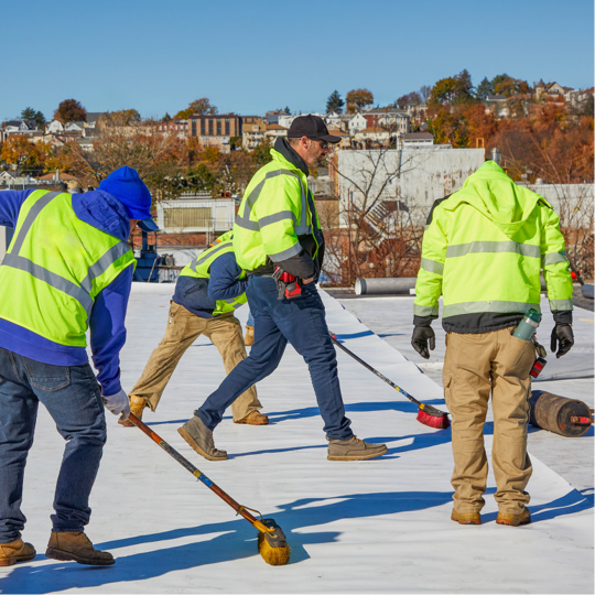 Commercial contractors on a roof