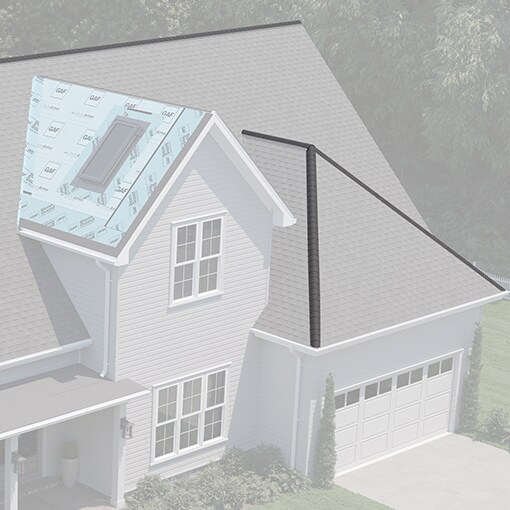 View of ridge cap shingles, the final layer of a roof to help protect hips and ridges