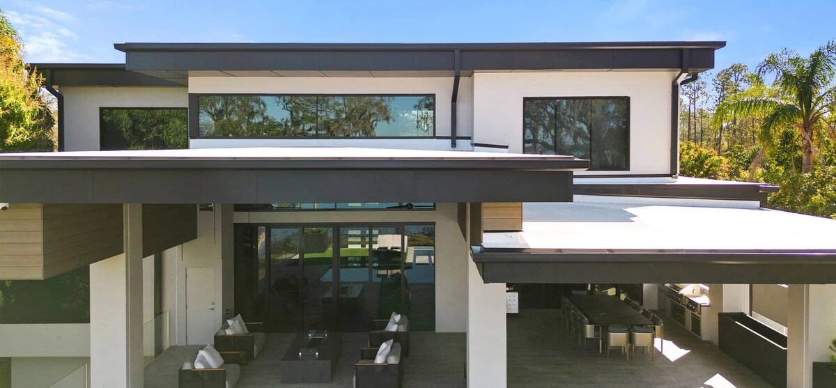 Levels of flat residential roof with GAF TPO