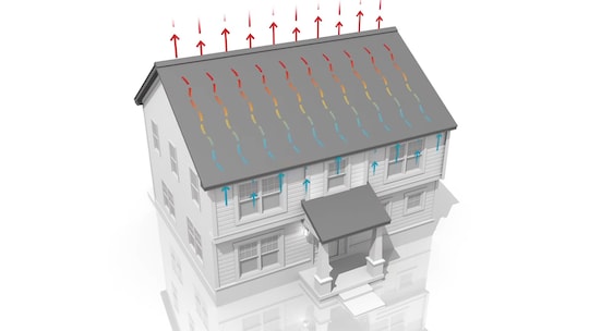 Home with ventilation arrows