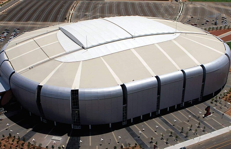 Aerial view of roof with GAF self-adhered TPO membranes